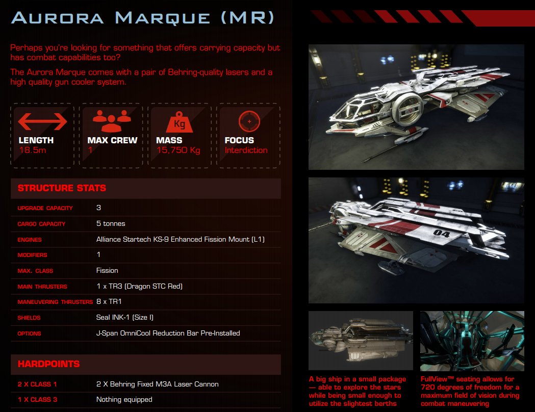 Aurora Marque (MR) Cargo Star Citizen Solar Trade Alliance Forum